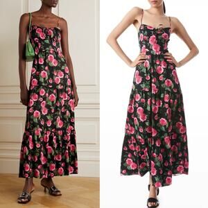 Alice + Olivia Black and Pink Floral Maxi Dress New Without Tag size 12